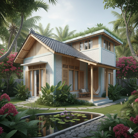 7 Desain Rumah Mungil Tetap Adem Tanpa AC, Ini Rahasianya (Foto: Gemini AI)