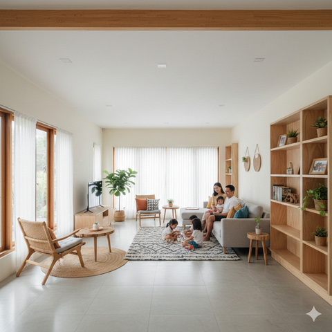 Rumah Konsep Open Space Agar Sirkulasi Lebih Lancar/Model Rumah Kecil Hemat Energi (Sumber: gemini.com)