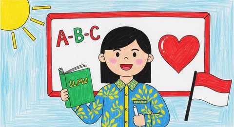 8 Contoh Gambar Hari Guru 2025 dari Anak SD yang Lucu, Kreatif dan Penuh Makna untuk Rayakan 25 November (Foto: Gemini AI)