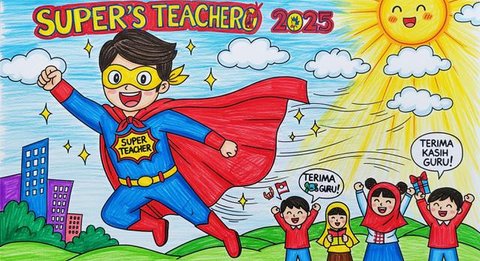 8 Contoh Gambar Hari Guru 2025 dari Anak SD yang Lucu, Kreatif dan Penuh Makna untuk Rayakan 25 November (Foto: Gemini AI)