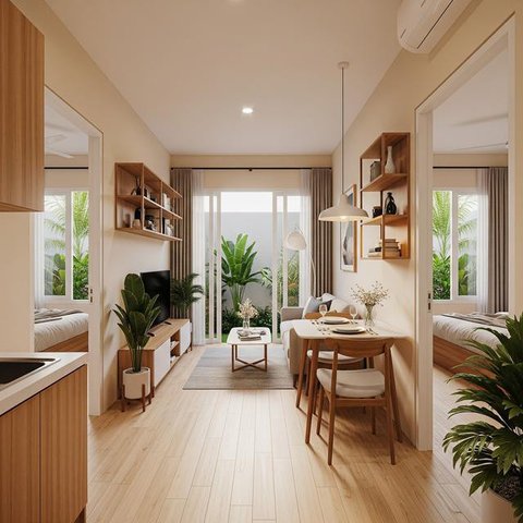 Desain Rumah Kecil Tapi Tetap Muat Tiga Kamar. (Foto: AI)