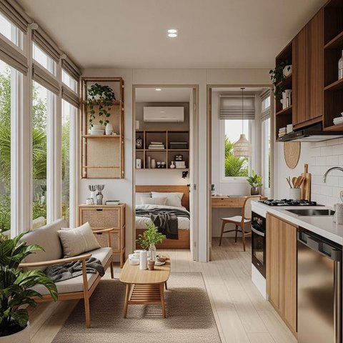 Desain Rumah Kecil Tapi Tetap Muat Tiga Kamar. (Foto: AI)