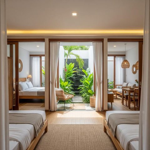 Desain Rumah Kecil Tapi Tetap Muat Tiga Kamar. (Foto: AI)