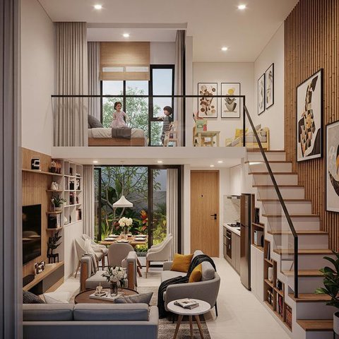 Desain Rumah Kecil Cocok untuk Keluarga dengan Dua Anak. (Foto: AI)