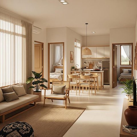 Desain Rumah Kecil Cocok untuk Keluarga dengan Dua Anak. (Foto: AI)