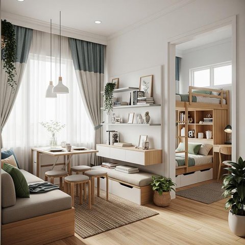 Desain Rumah Kecil Cocok untuk Keluarga dengan Dua Anak. (Foto: AI)