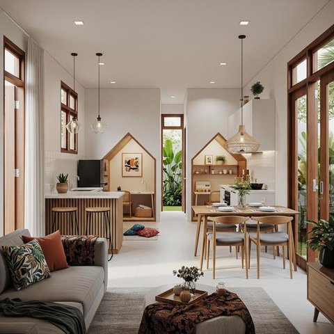 Desain Rumah Kecil Cocok untuk Keluarga dengan Dua Anak. (Foto: AI)