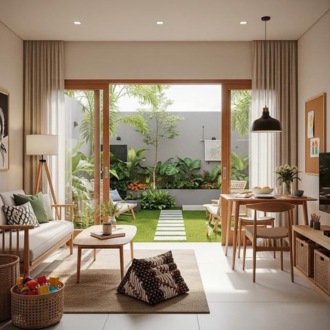 Desain Rumah Kecil Cocok untuk Keluarga dengan Dua Anak. (Foto: AI)