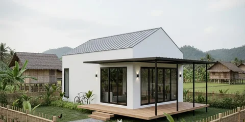 Ilustrasi Rumah Minimalis di Kampung