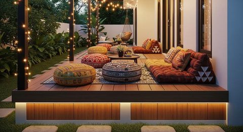 Desain Teras Kecil Tapi Lapang untuk Arisan dan Pengajian di 2025/ Ilustrasi AI