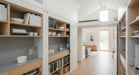 Model Rumah Mungil dengan Penyimpanan Tersembunyi/AI