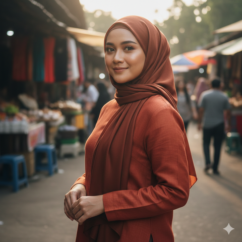 Jilbab dengan Baju Warna Bata