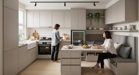 Desain Dapur Kecil Tapi Nyaman Dipakai Bersama Mertua/Gemini AI