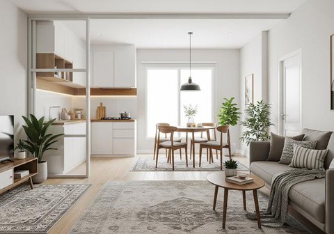 Inspirasi Desain Ruang Tamu Luas di Rumah Kecil (Sumber: gemini.com)