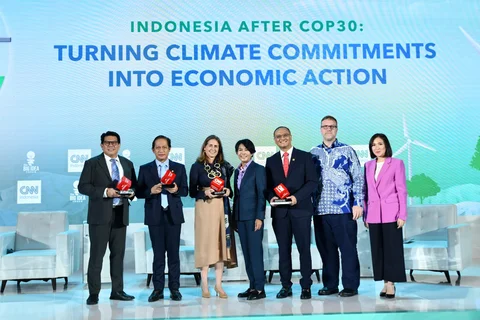 Direktur Transformasi dan Keberlanjutan Bisnis PT Pertamina (Persero) Agung Wicaksono pada diskusi bertajuk 'Navigating Growth in a Sustainable World After COP30' dalam gelaran 'Sustainability Summit'