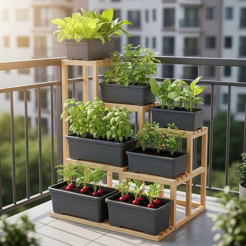 Ide Kebun Sayur di Balkon Rumah (AI)