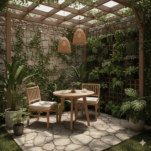 Desain Teras Kecil Tapi Estetik Mirip Cafe Mini di Rumah. Gemini