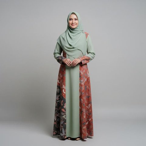 Gamis Batik Asimetris/ Ilustrasi AI