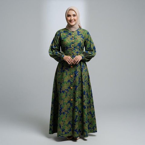 Gamis Batik Asimetris/ Ilustrasi AI