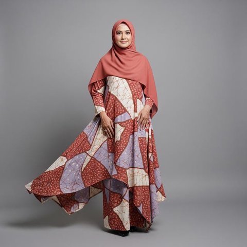 Gamis Batik Asimetris/ Ilustrasi AI