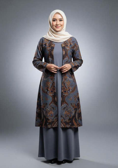 Gamis Batik Asimetris/ Ilustrasi AI
