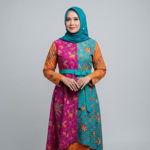 Gamis Batik Asimetris/ Ilustrasi AI