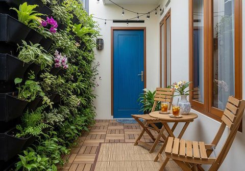 Desain Rumah Kecil tapi Punya Teras Lega yang Cozy untuk Santai (Sumber: gemini.com)