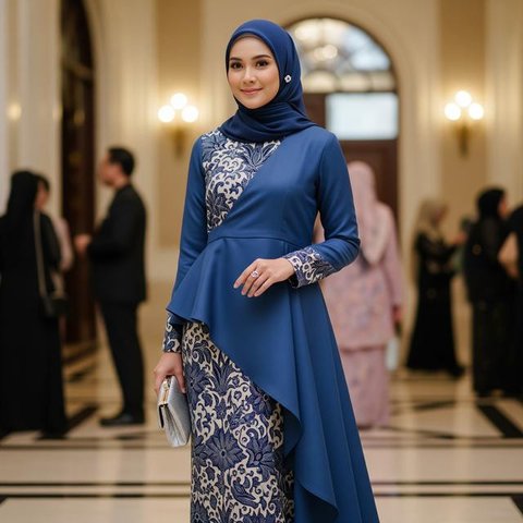 Model Gamis Batik dengan Outer Tunik (Image by Gemini AI)