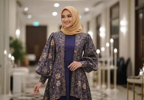 Model Gamis Batik dengan Outer Tunik (Image by Gemini AI)