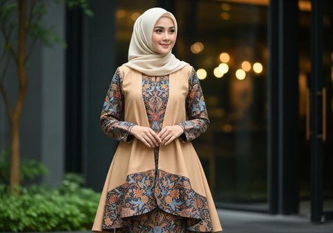 Model Gamis Batik dengan Outer Tunik (Image by Gemini AI)