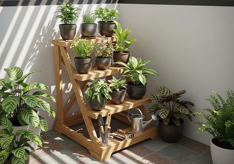 Ide Desain Teras Kecil Bisa Buat tempat Jemur Tanaman (Sumber: gemini.com)
