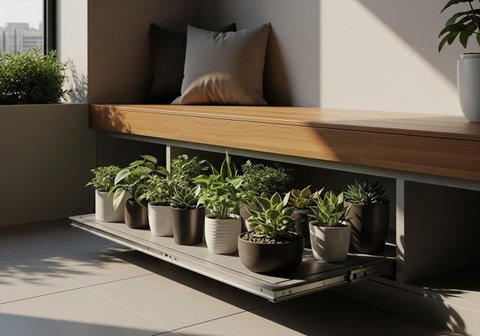 Ide Desain Teras Kecil Bisa Buat tempat Jemur Tanaman (Sumber: gemini.com)
