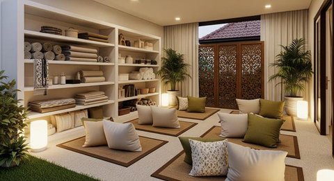 Desain Teras Rumah Konsep Lesehan Fungsional/AI