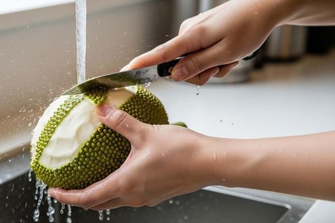 Tips Mengupas Nangka Anti Lengket. Foto: Gemini