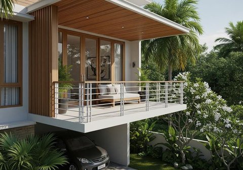 Desain Rumah Kecil tapi Punya Teras Lega yang Cozy untuk Santai (Sumber: gemini.com)