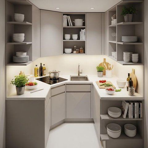 Desain Dapur Mini 22 Meter (Image by Gemini AI)