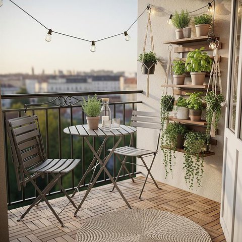 Desain Balkon Mini Ala Kafe Kecil (Image by Gemini AI)