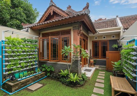 Model Rumah Mungil tapi Punya Halaman Belakang untuk Hidroponik. (Foto: AI)