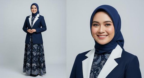 Model Gamis Batik Kombinasi Blazer Kantor yang Modis/ Ilustrasi AI