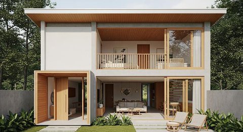 Desain Rumah Mini Modern dengan Mezzanine/AI