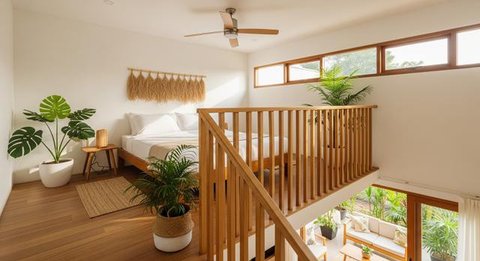 Desain Rumah Mini Modern dengan Mezzanine/AI