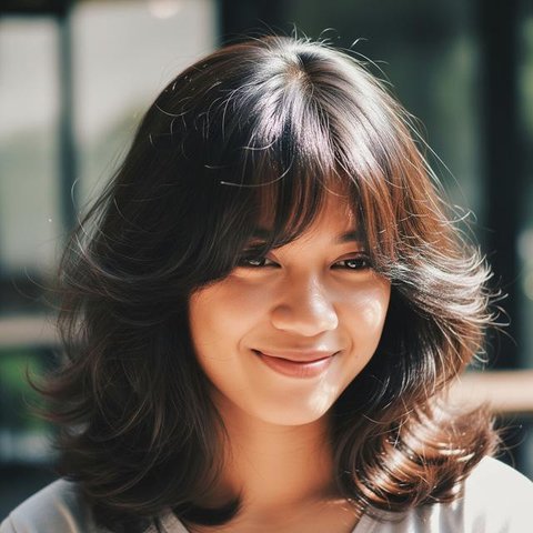 Model Rambut Medium dengan Poni Anti Lepek (AI)
