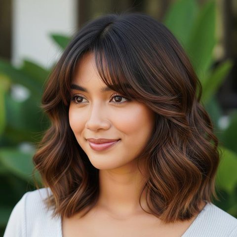 Model Rambut Medium dengan Poni Anti Lepek (AI)