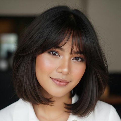 Model Rambut Medium dengan Poni Anti Lepek (AI)