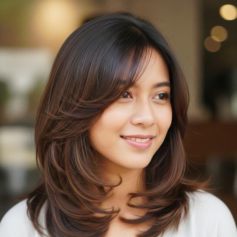 Model Rambut Medium dengan Poni Anti Lepek (AI)