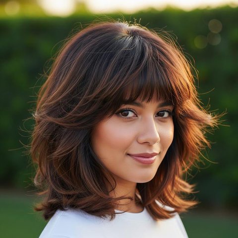 Model Rambut Medium dengan Poni Anti Lepek (AI)