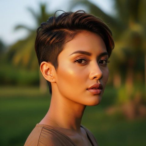 Model Rambut Pendek Wanita Pixie Cut/AI