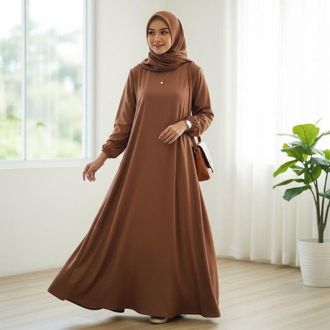 Gamis Batik Brokat Warna Rose Gold Ramadan 2026 (Image by Gemini AI)