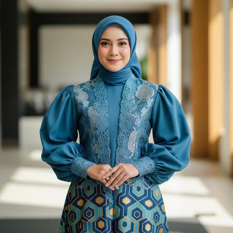 Gamis Batik Brokat 2026 Warna Elegan (Image by Gemini AI)