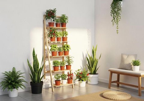 Desain Teras Minimalis dengan Kebun Sayur Vertikal. (Foto: AI)